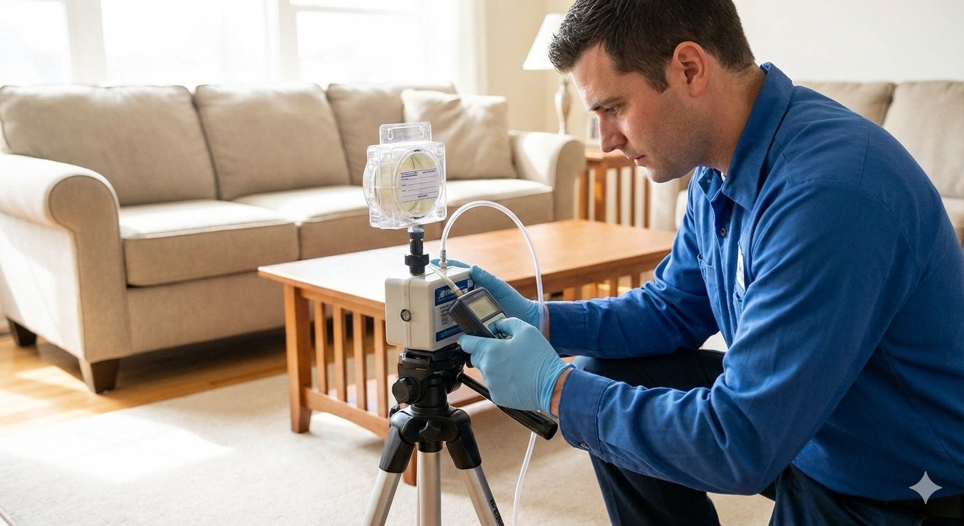 Professional air quality mold testing in a home