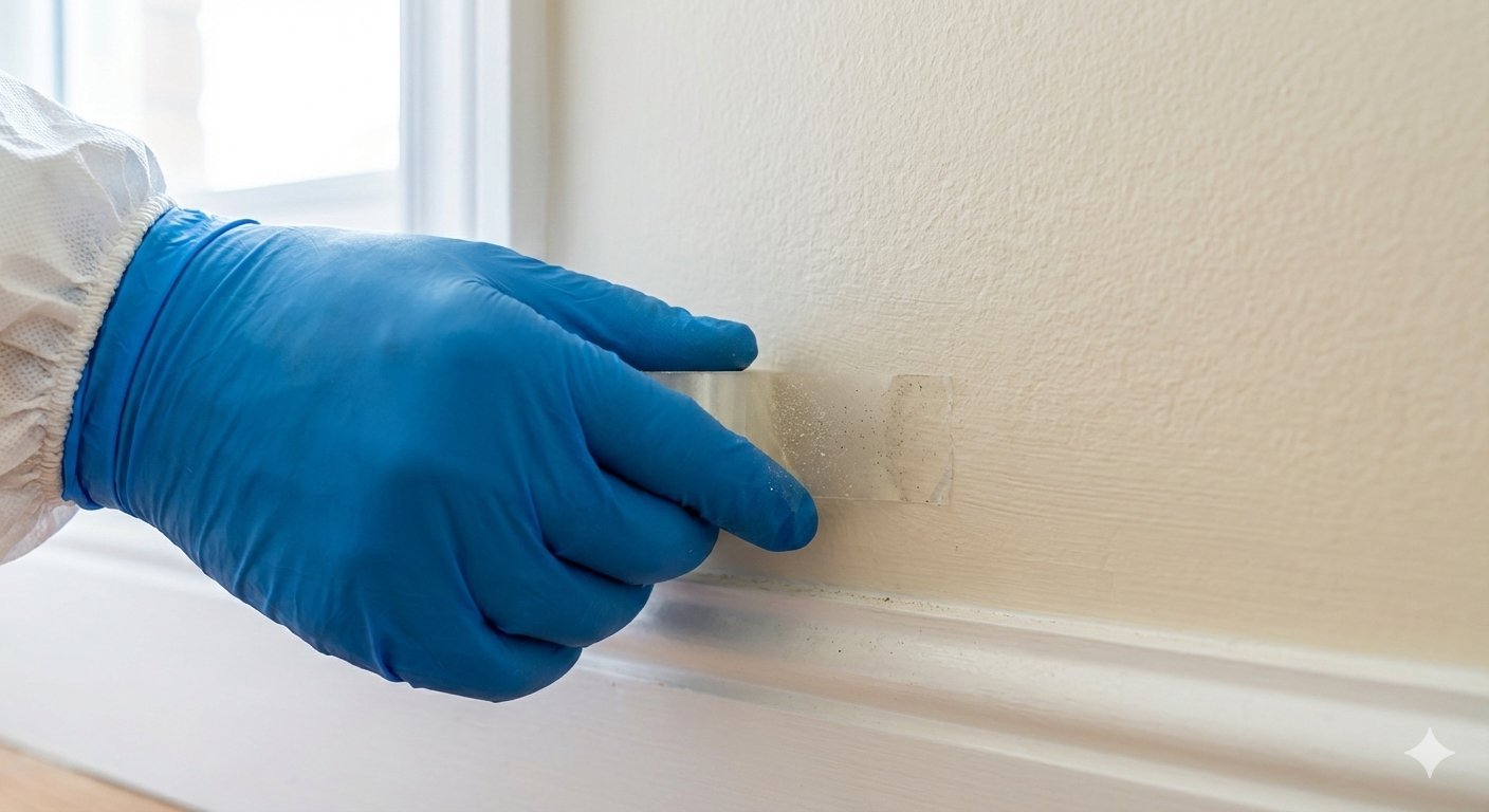 Surface tape-lift mold sampling on wall